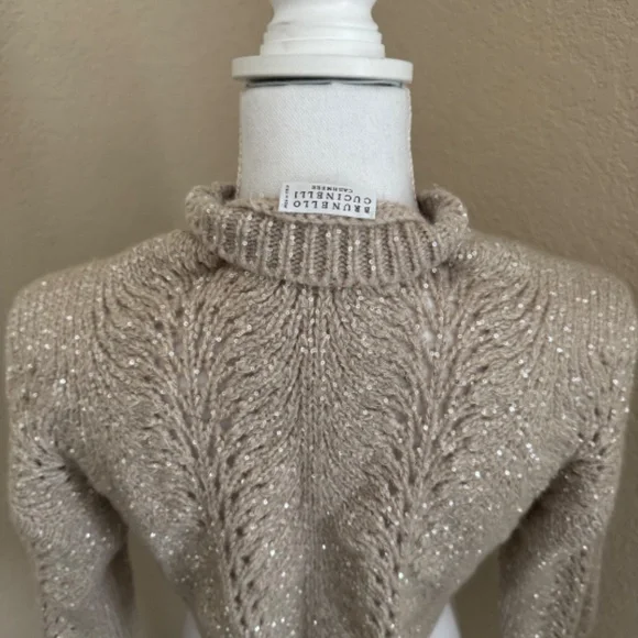 Brunello Cucinelli Cashmere Sequined Cropped Sweater XS - Picture 6 of 13